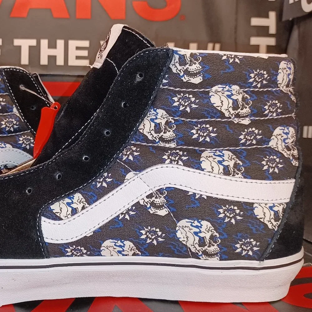 Vans Men's 12 Sk8-Hi Flash Skulls Canvas Suede Skate shoes Black VN0A4U3C1HJ